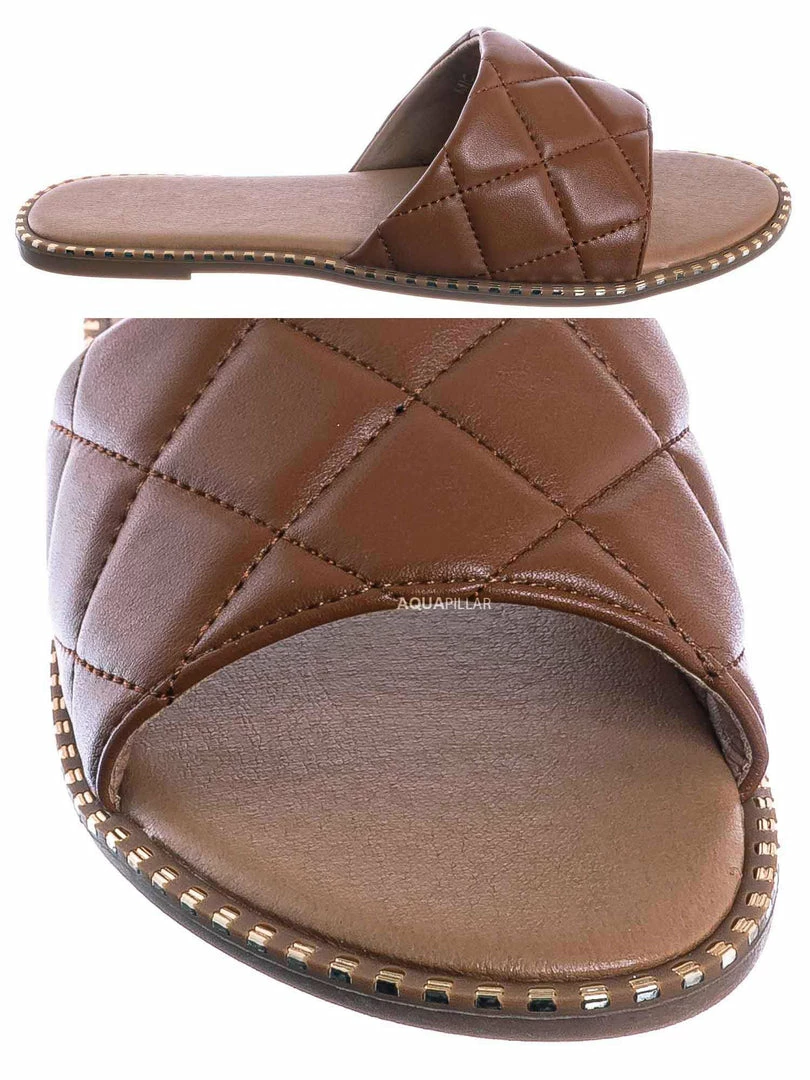 Top Moda New Mick1 Matelassé Quilted Sliders W Metal Stud Welt - Stitch Punk Rock Slipper