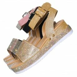 Forever Link New Luxury96K Kids Rhinestone Glitter Flatform Sandal - Little Girl Crystal Platform