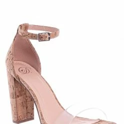 Delicious Share Block Heel Lucite Sandal - Women Chunky Open Toe W Transparent Strap