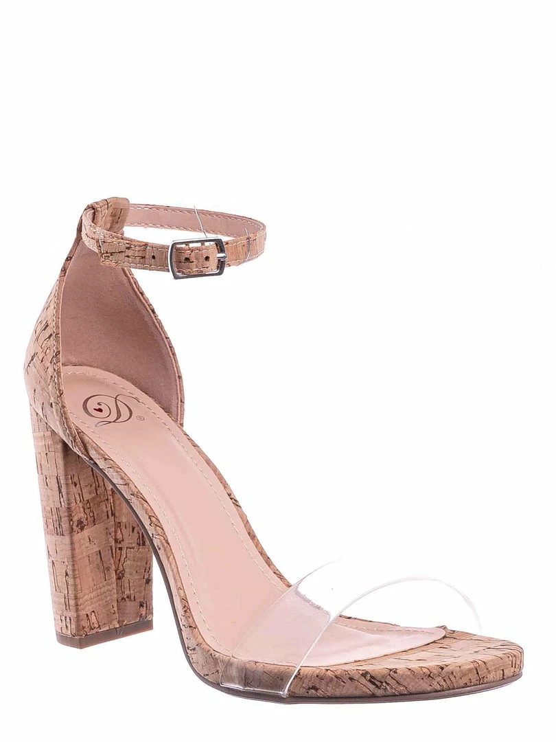 Delicious Share Block Heel Lucite Sandal - Women Chunky Open Toe W Transparent Strap