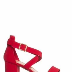 Top Moda Delia6 Block Heel Cross Strap Sandal, Women Strappy Dress Shoes