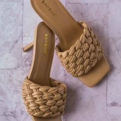 Bamboo Zeal08 High Heel Puffy Woven Mule - Women Stiletto Pillow Weave Sandal