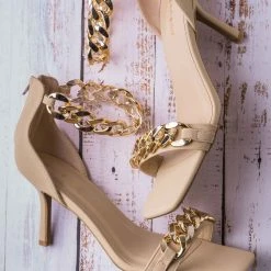 Bamboo Zeal09 Two Piece Chain & Lucite Strap Sandal - Women Transparent Heel Stiletto