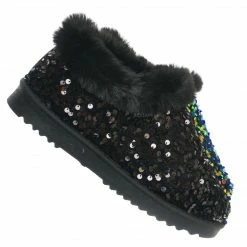 Bamboo Annie51 Shearling Sequins Slipper - Women Faux Fur Lined Bootie New