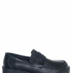Forever Link New Chief60 Penny Loafers Platform Lug Sole - Vintage Creepers Chunky Work Flat Pumps Shoes Chunky Block Heel
