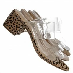City Classified Soap Transparent Block Heel Mule - 90s Retro Lucite Clear Twin Strap Slides New