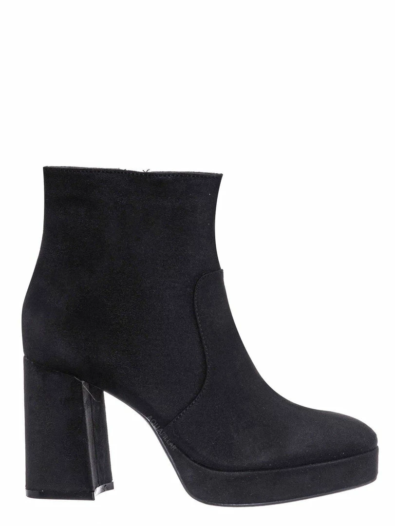 Bamboo Underlined01 Platform Block Heel Bootie - Women Croc & Suede Ankle Pump Boot New