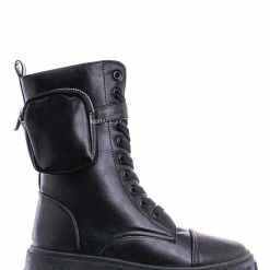 Bamboo New Staging09 Utilitarian Combat Biker Boots W Add On Purse Pocket Pouch