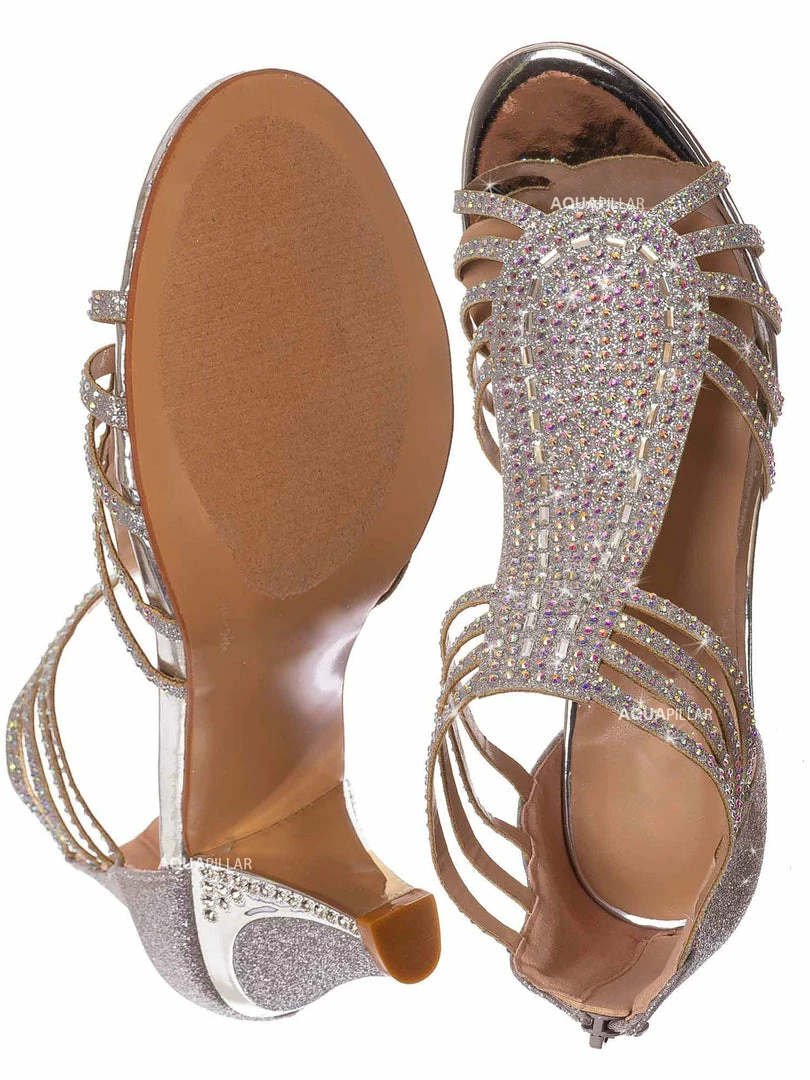 Forever Link Perform60 Rhinestone Crystal High Heel Sandal - Women Glitter Dress Shoes