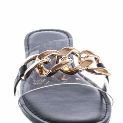 Bamboo New Laughter24 Oversized Chain On Lucite Vinyl Strap - Summer Slip On Slide Sandal