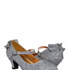 Little Angel Tasha004E Girl Rhinestone Crystal Mary Jane Pump - Kids Block Heel Dress Shoes New