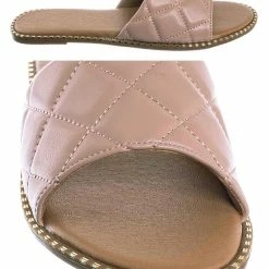 Top Moda New Mick1 Matelassé Quilted Sliders W Metal Stud Welt - Stitch Punk Rock Slipper