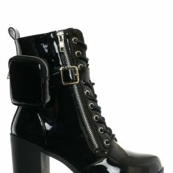 Forever Link Access39 Combat Bootie W Pouch - Women High Heel Ankle Boots New