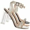 Glaze Element1 Women's Clear Acrylic Heel W Rhinestone Strap Sandal New