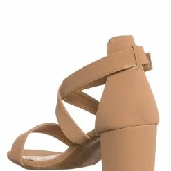 Top Moda Delia6 Block Heel Cross Strap Sandal, Women Strappy Dress Shoes