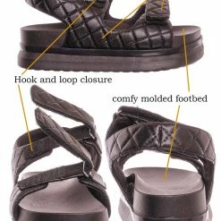 Bamboo Reiki03 Quilted Footbed Flatform Sandal - Women's Comfy Molded Shoe