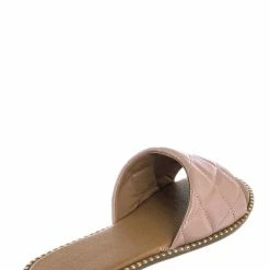 Top Moda New Mick1 Matelassé Quilted Sliders W Metal Stud Welt - Stitch Punk Rock Slipper