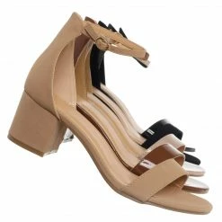 Top Moda Darcie1 Low Block Heel 2 Piece Sandal - Women Ankle Strap Sandal New