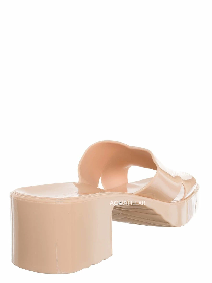 Glaze Delana3 Jelly Block Heel Clogs - Women Slip On Sandal