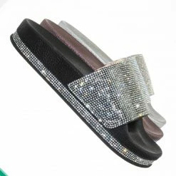 Forever Link Vision07 Rhinestone Jewel Slide - PVC Molded Footbed Flatform Sandal Slippers New