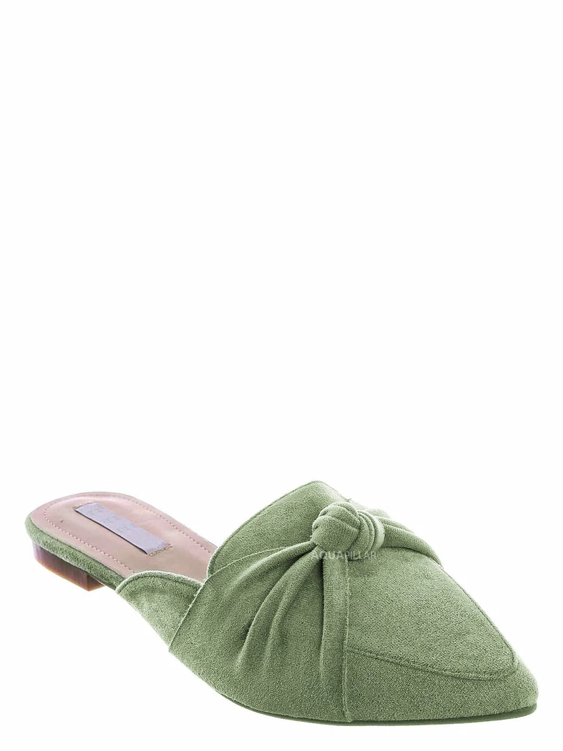 Forever Link Mules11 Knotted Pointed Toe Slides - Women's Slide In Close Toe Slipper New