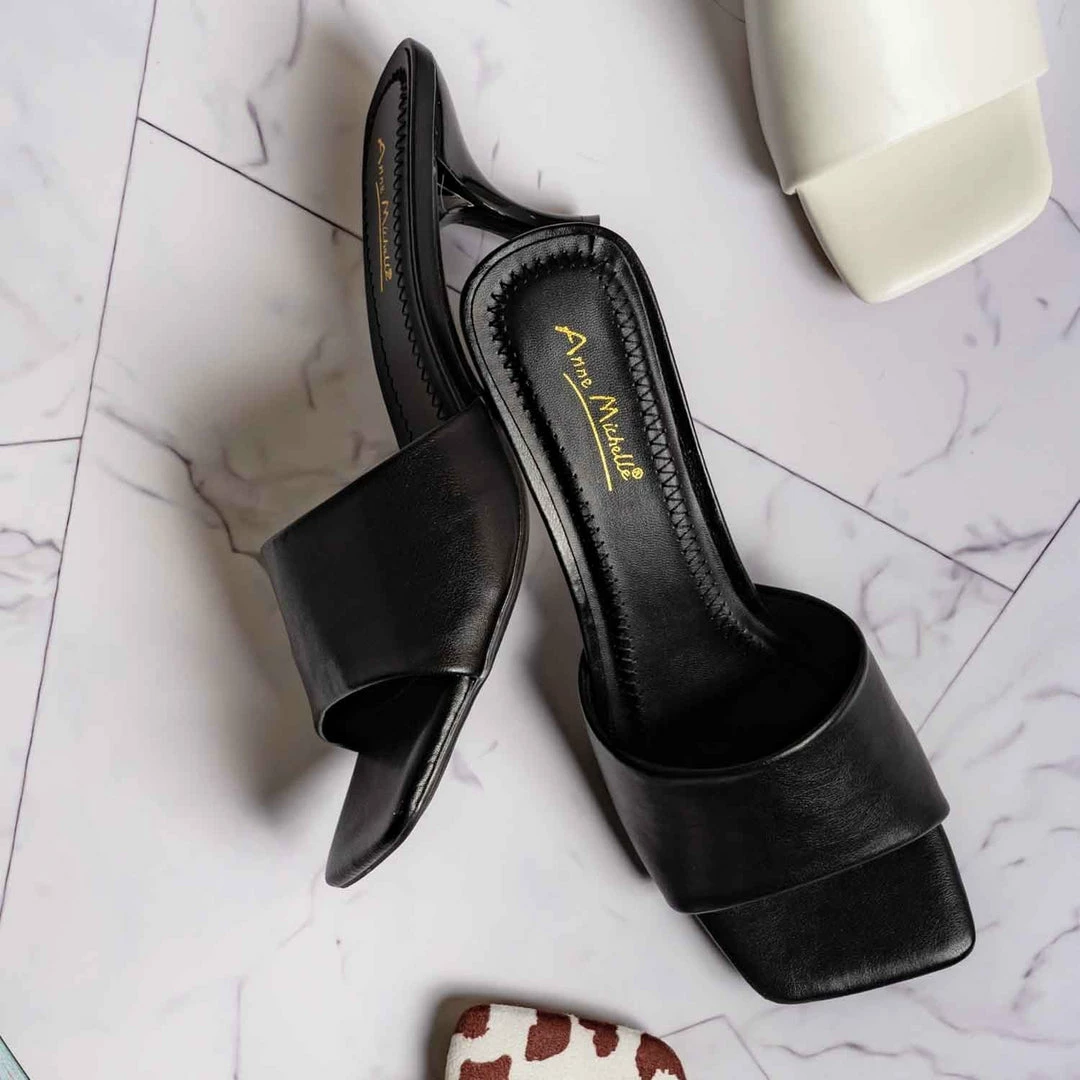 Anne Michelle Align03 Square Toe Slide In Mule - Women High Heel Slipper Cow Vinyl New