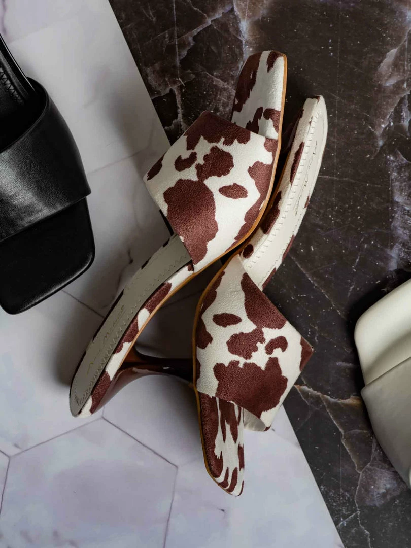 Anne Michelle Align03 Square Toe Slide In Mule - Women High Heel Slipper Cow Vinyl New