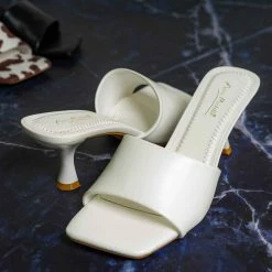 Anne Michelle Align03 Square Toe Slide In Mule - Women High Heel Slipper Cow Vinyl New