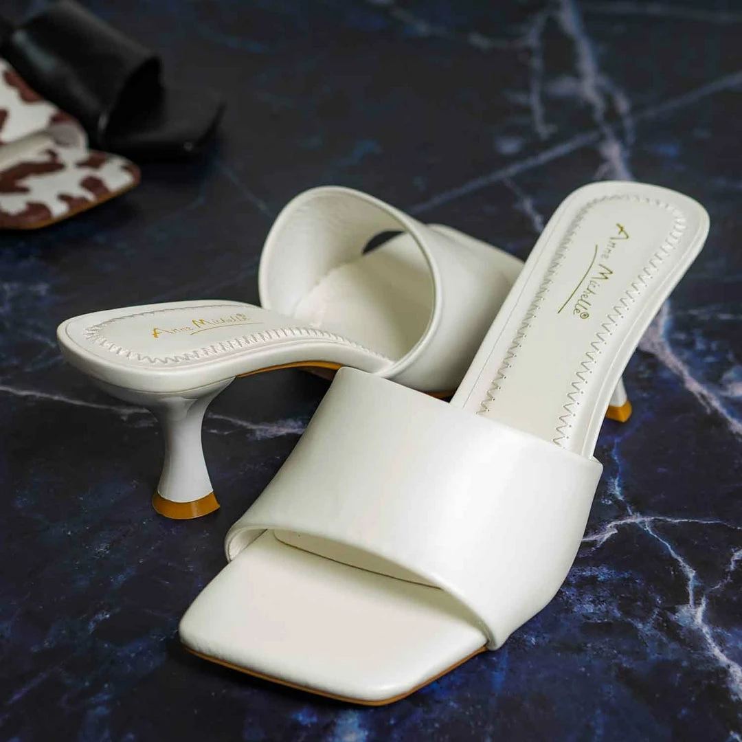 Anne Michelle Align03 Square Toe Slide In Mule - Women High Heel Slipper Cow Vinyl New