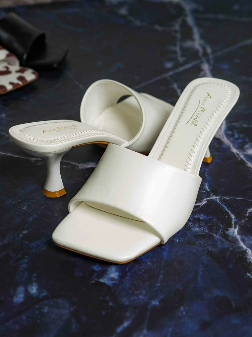 Anne Michelle Align03 Square Toe Slide In Mule - Women High Heel Slipper Cow Vinyl New