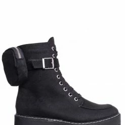 Bamboo New Staging09 Utilitarian Combat Biker Boots W Add On Purse Pocket Pouch