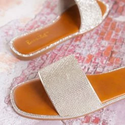 Bonnibel Amita3 Rhinestone Slip On Flat Sandal, Women Slipper New
