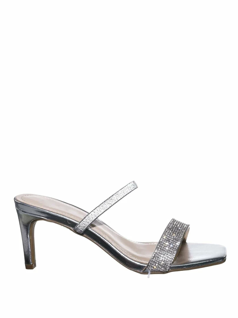 Anne Michelle Always13 Square Open Toe Rhinestone Sandal - Women Evening Slip On Mule