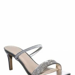Anne Michelle Always13 Square Open Toe Rhinestone Sandal - Women Evening Slip On Mule