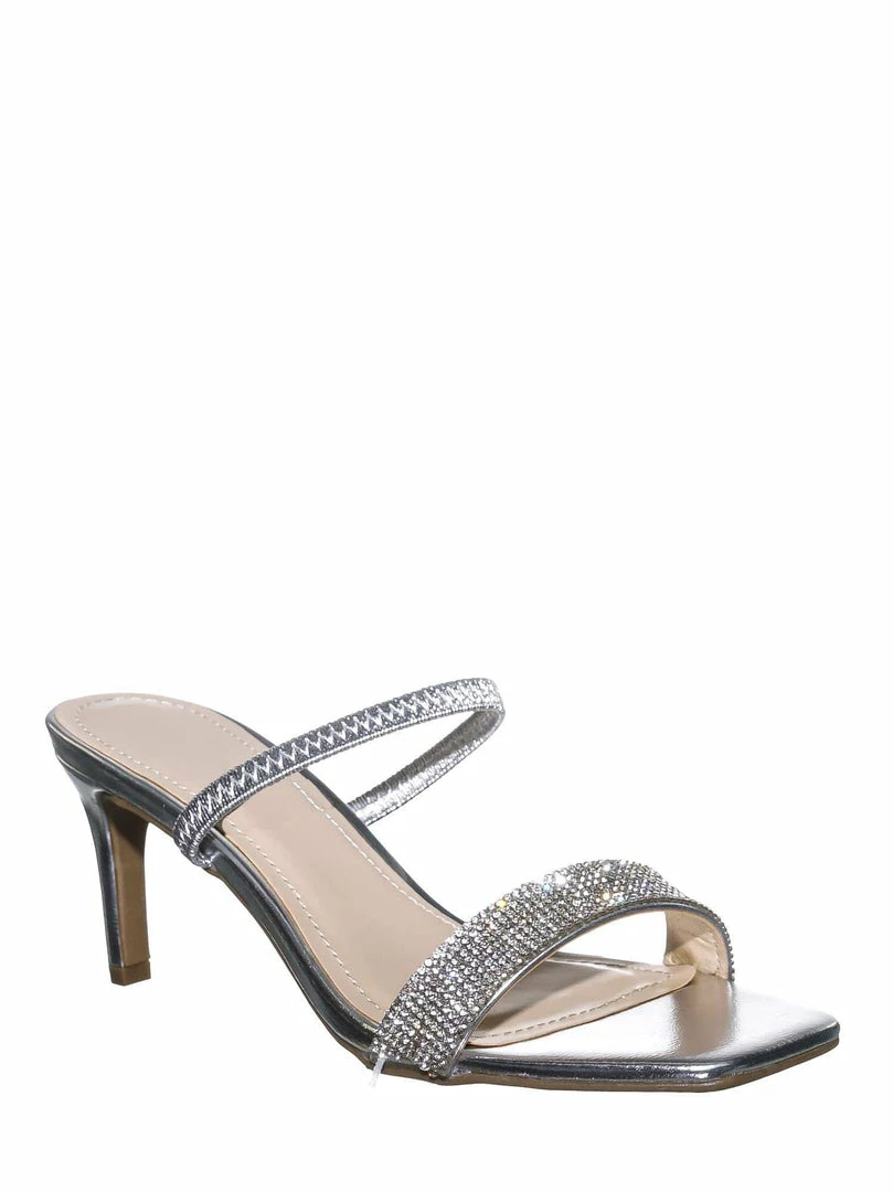 Anne Michelle Always13 Square Open Toe Rhinestone Sandal - Women Evening Slip On Mule