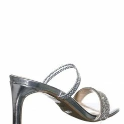 Anne Michelle Always13 Square Open Toe Rhinestone Sandal - Women Evening Slip On Mule