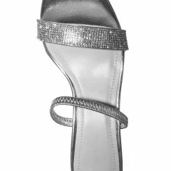Anne Michelle Always13 Square Open Toe Rhinestone Sandal - Women Evening Slip On Mule