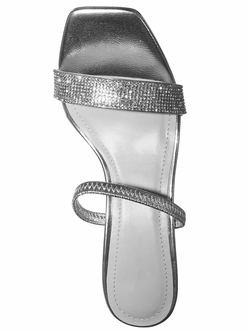 Anne Michelle Always13 Square Open Toe Rhinestone Sandal - Women Evening Slip On Mule