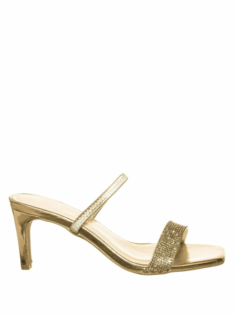 Anne Michelle Always13 Square Open Toe Rhinestone Sandal - Women Evening Slip On Mule