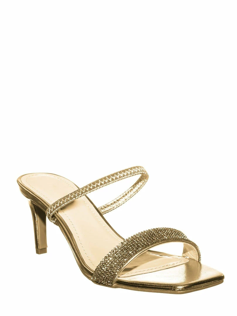 Anne Michelle Always13 Square Open Toe Rhinestone Sandal - Women Evening Slip On Mule