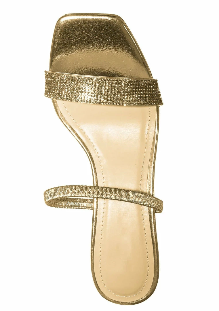 Anne Michelle Always13 Square Open Toe Rhinestone Sandal - Women Evening Slip On Mule