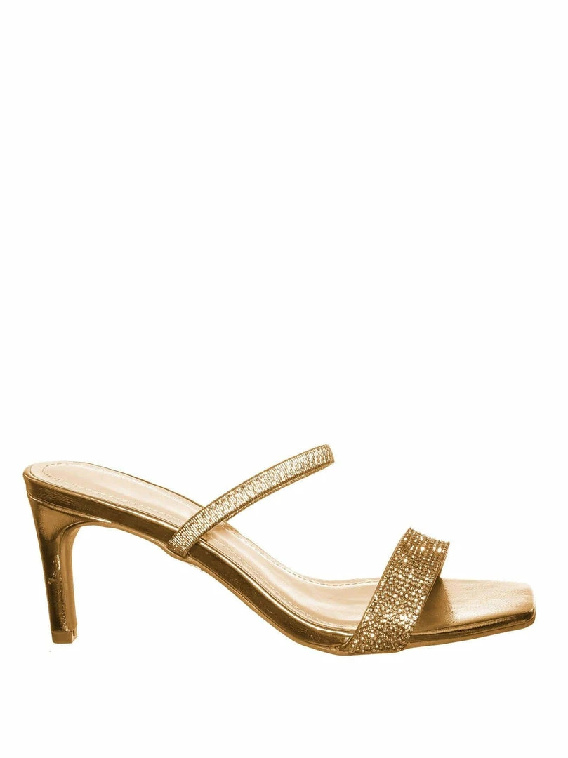 Anne Michelle Always13 Square Open Toe Rhinestone Sandal - Women Evening Slip On Mule