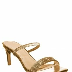 Anne Michelle Always13 Square Open Toe Rhinestone Sandal - Women Evening Slip On Mule