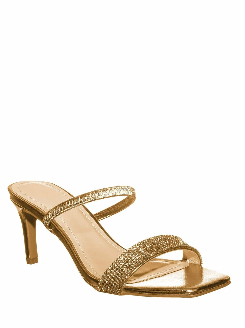 Anne Michelle Always13 Square Open Toe Rhinestone Sandal - Women Evening Slip On Mule