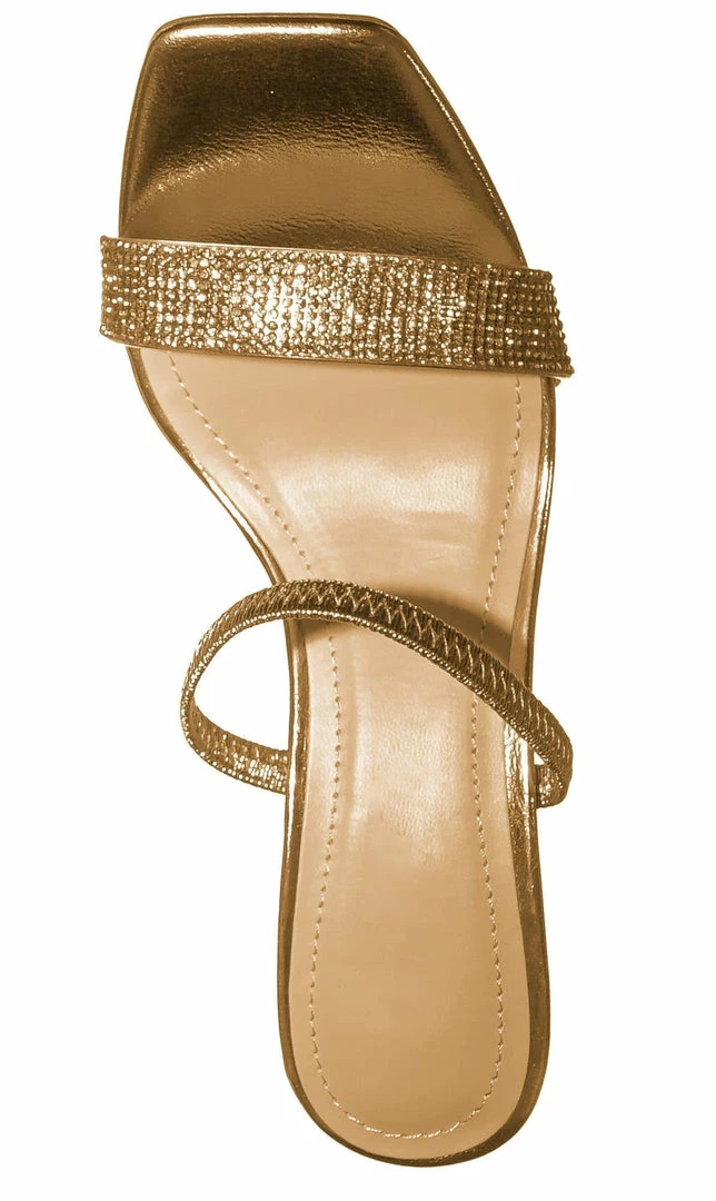 Anne Michelle Always13 Square Open Toe Rhinestone Sandal - Women Evening Slip On Mule