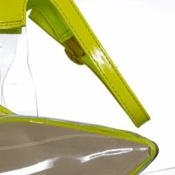 Anne Michelle Carnation36 Clear Lucite Pointed Toe Pump - Womens Ankle Strap Cinderella Shoe