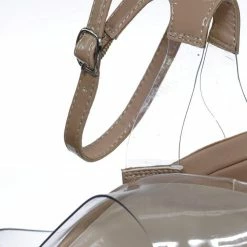 Anne Michelle Carnation36 Clear Lucite Pointed Toe Pump - Womens Ankle Strap Cinderella Shoe