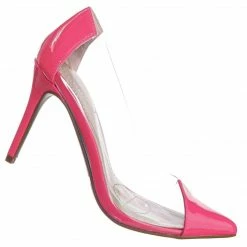 Anne Michelle Carnation37 Lucite Clear Pointed Toe Pump - Women Neon Transparent Dress Heels New