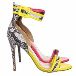 Anne Michelle Dashing19 Neon Pipping High Heels - Women 2 Piece Open Toe Sandal W Ankle Strap New