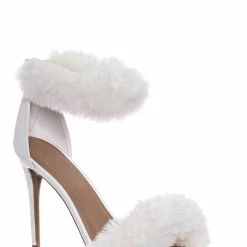Anne Michelle Dashing47 Faux Fur High Heel Stiletto Sandal - Synthetic Fluffy Dress Shoes